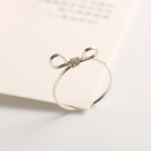 郝太太S925纯银戒指女生原创设计手工指环可爱蝴蝶结小指尾戒