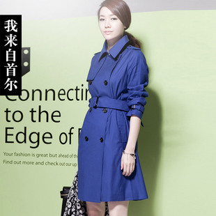 韩国代购2016秋装新款双排扣中长款风衣外套 气质女式风衣外套女