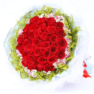 西安鲜花店同城速递11朵33朵香槟红玫瑰花束生日表白求婚送花上门