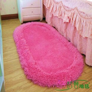 欧式婚庆加密椭圆形弹力丝床边地毯卧室儿童房可爱床前榻榻米地垫