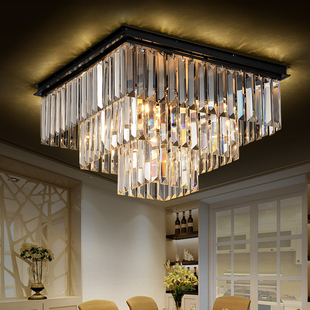 美式吸顶灯 led客厅大气圆形玻璃餐厅灯具 创意铁艺梅花卧室吊灯