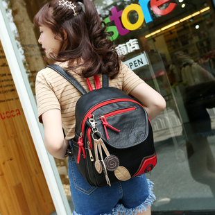 新款时尚百搭双肩包女韩版可爱学院风书包简约个性PU背包女旅行包