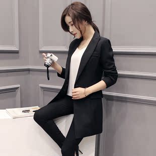 欧洲站小西装女韩版新款修身显瘦中长款时尚气质大码西服春秋外套