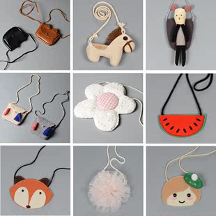 韩版男女小童儿童宝宝装饰小包造型零钱包小拎包斜跨小包包 萌