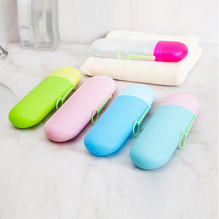 新款糖果色牙刷牙膏杯便携式撞色牙刷盒收纳盒旅行出游便携洗漱盒