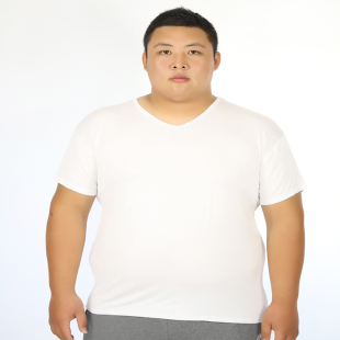 莫代尔 夏短袖男T恤 加肥加大码胖人肥佬特大码宽松T恤280斤可穿