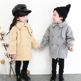 韩国童装女童冬装外套2016新款韩版男童呢子大衣宝宝秋冬季中长款