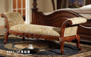 美式实木床尾凳 床头凳子 布艺长凳子 欧式床前凳 床头椅F601-3