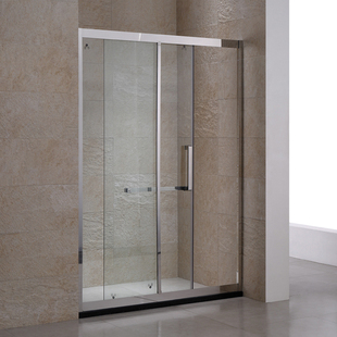 一字形304不锈钢隔断浴屏淋浴房简易浴室隔断玻璃推拉移门沐浴房