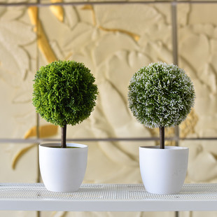 客厅室内塑料仿真花小盆景迷你球形植物摆件花架装饰假花盆栽树