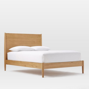 榕素家家居/北欧实木床1.8米/床头 双人床白橡木床 实木高靠背床