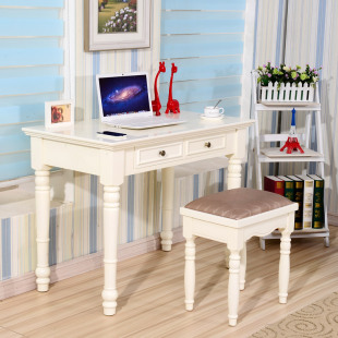 实木欧式书桌法式田园学习桌卧室书房电脑桌简约写字台白色办公桌