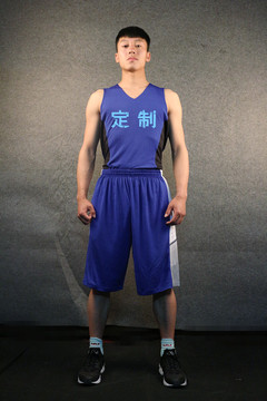 LIMIT篮球服男训练套装团购无袖篮球服蓝黑套装个性定制印字号图