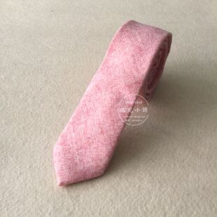 欧尼小铺/韩国订单 商务正装休闲 骚粉色100%羊毛窄版领带 男女士