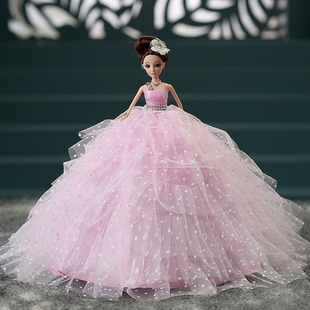新款婚纱芭比娃娃六一儿童礼物生日闺蜜礼品婚庆摆设粉色白雪公主
