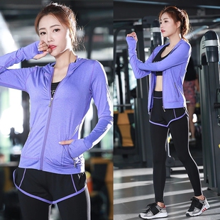 瑜伽服三件套女秋冬季韩版长袖健身服运动套装假两件速干跑步服