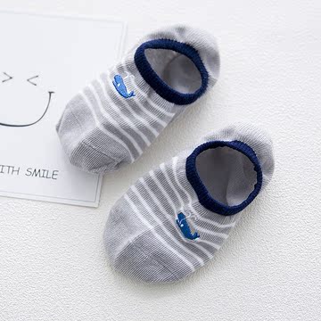 夏季薄款纯棉儿童隐形船袜 3-5岁7-9岁韩国浅口刺绣 小孩男童袜