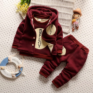 童装2016冬装新款1-3周岁韩版中小童男童套装宝宝加绒加厚三件套
