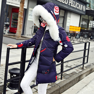 冬季新款韩版女装棉衣女中长款大码修身羽绒棉服加厚棉袄学生外套