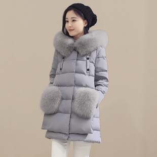 2016韩版羽绒服女装狐狸毛修身显瘦大码中长款加厚冬装外套