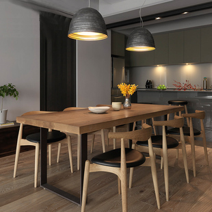 复古工业风美式loft实木办公桌会议桌长桌长方形现代简约铁艺餐桌