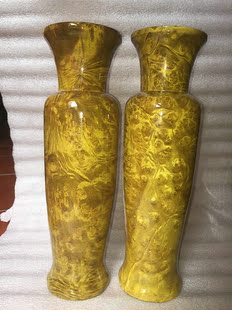 缅甸黄金樟花瓶一对满瘤疤木瓶子室内桌上摆件家居饰品木雕工艺品