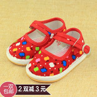【天天特价】婴儿纯手工布鞋宝宝学步鞋0-1-2岁千层底女童布鞋软