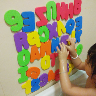 36片儿童益智玩具宝宝洗澡字母数字贴泡沫墙趣味认知漂浮婴儿戏水