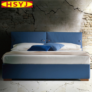 北欧现代简约床1.5 1.8米小户型双人软包床可拆洗婚床储物床定制