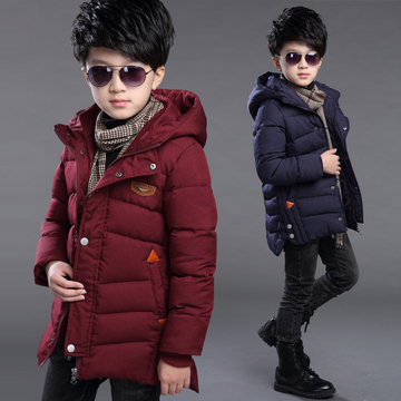 新款韩版男童2016冬天棉袄上衣帅气保暖时尚带帽中长款男孩子衣服