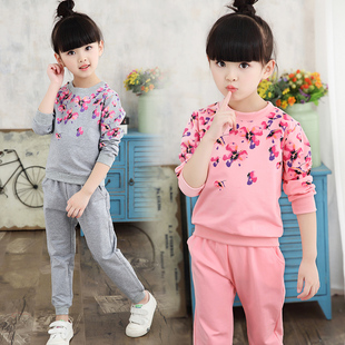 女童2016新款韩版中大童衣服碎花卫衣宝宝长袖两件套装8-12岁女孩