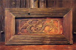 老花板木雕老物件 清代古董木雕朱漆花卉壁画壁饰装饰画 居室装修