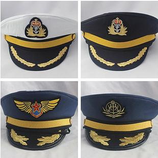 海军帽男女成人儿童八一空军帽制服表演帽子船长帽水手帽平顶军帽