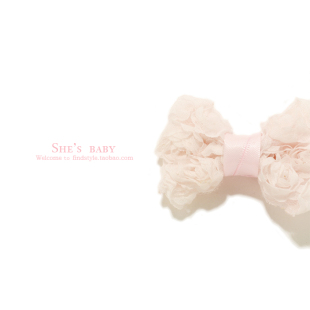 【shesbaby】粉色花朵婴幼儿女童边夹 唯美刘海夹发夹发饰头饰品